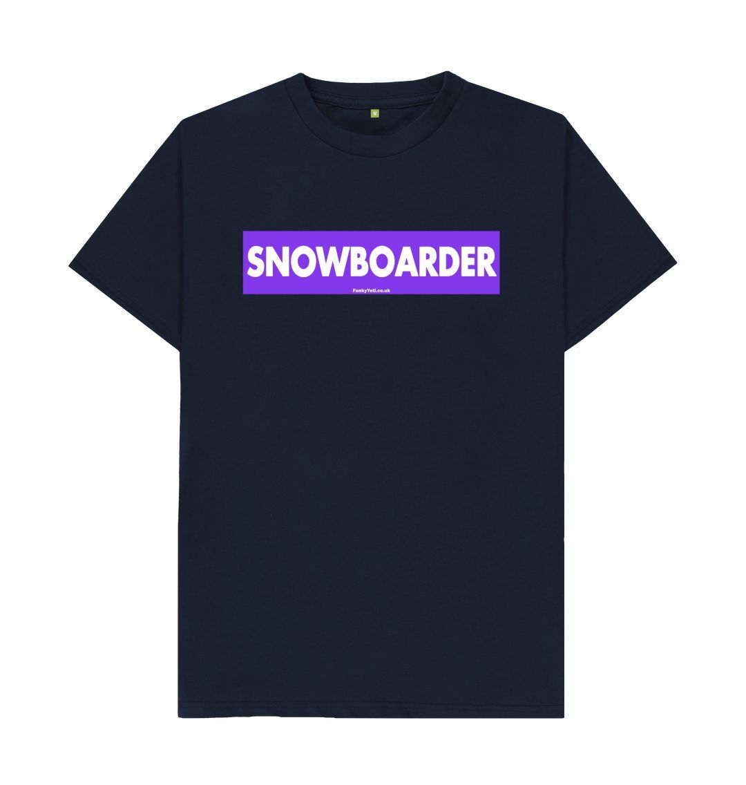 Navy Blue Men's Snowboarder Censor Bar Organic Tee - Purple