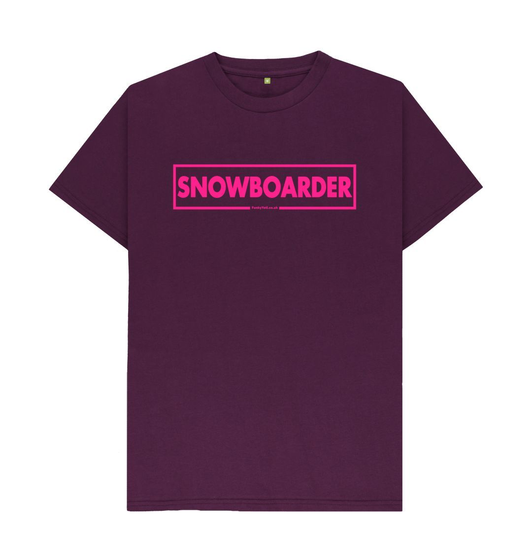 Purple Men's Snowboarder Censor Bar Organic Tee - Pink Outine