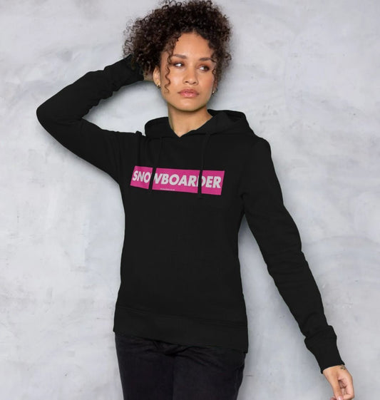 Women's Snowboarder Censor Bar Organic Pullover Hoodie