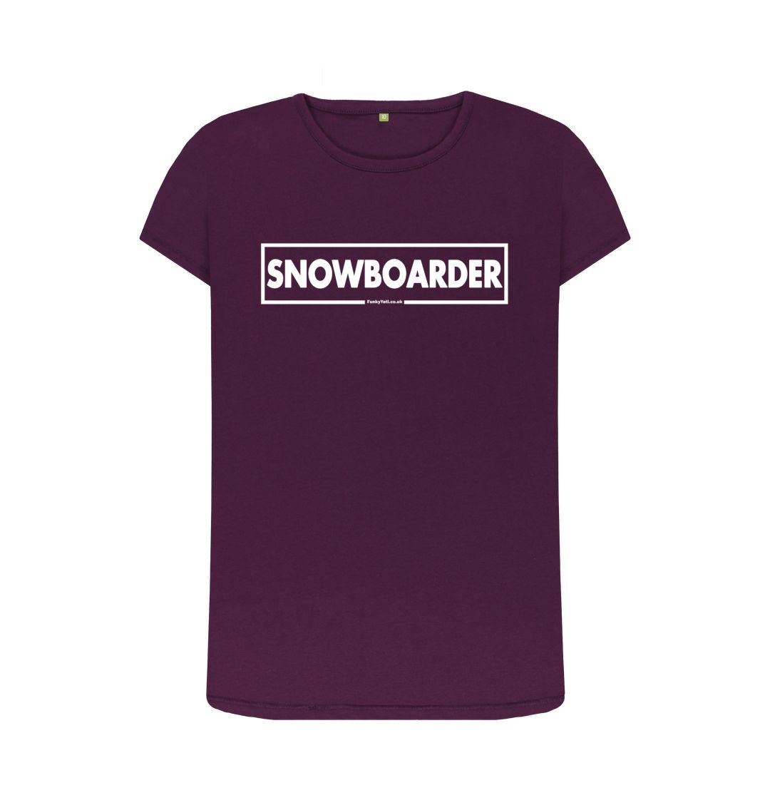 Purple Women's Snowboarder Censor Bar Organic Tee - White Outline