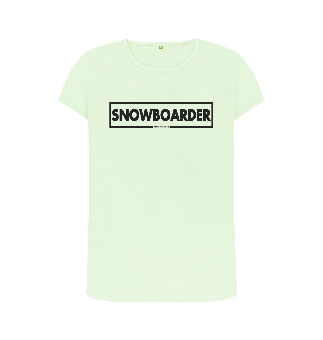 Pastel Green Women's Snowboarder Censor Bar Organic Tee - Black Outline