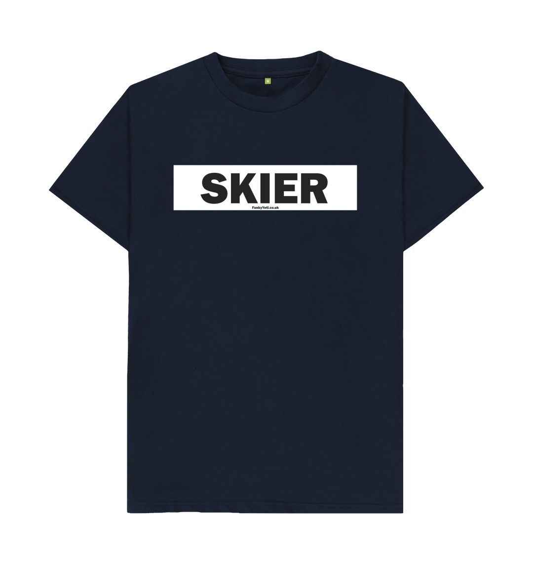 Navy Blue Men's Skier Censor Bar Organic Tee - Black