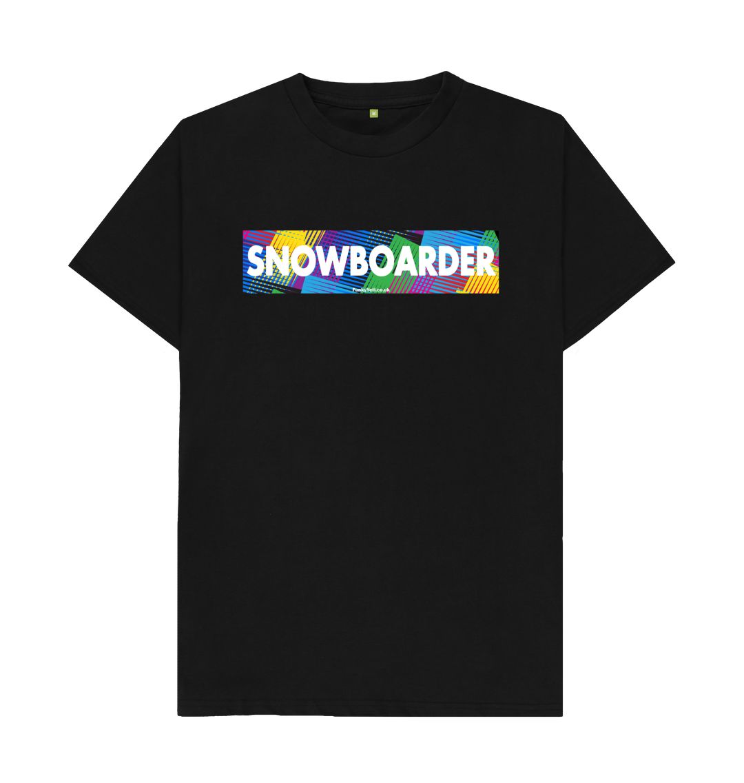 Black Men's Snowboarder Censor Bar Organic Tee - Retro Geo