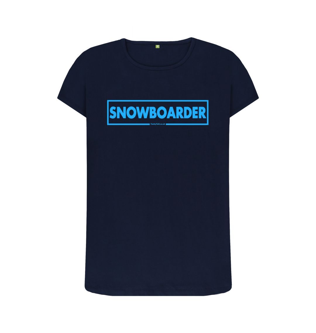 Navy Blue Women's Snowboarder Censor Bar Organic Tee - Blue Outline