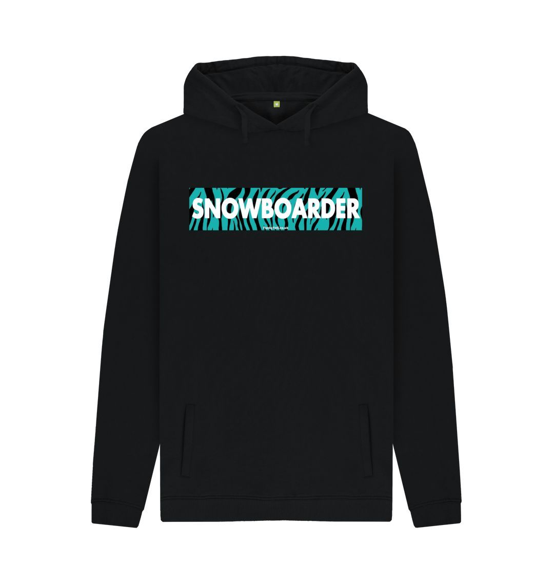 Black Men's Snowboarder Censor Bar Organic Pullover Hoodie - Tiger Tealicious
