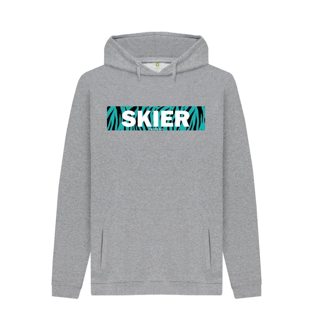 Light Heather Men's Skier Censor Bar Organic Pullover Hoodie - Tiger Tealicious