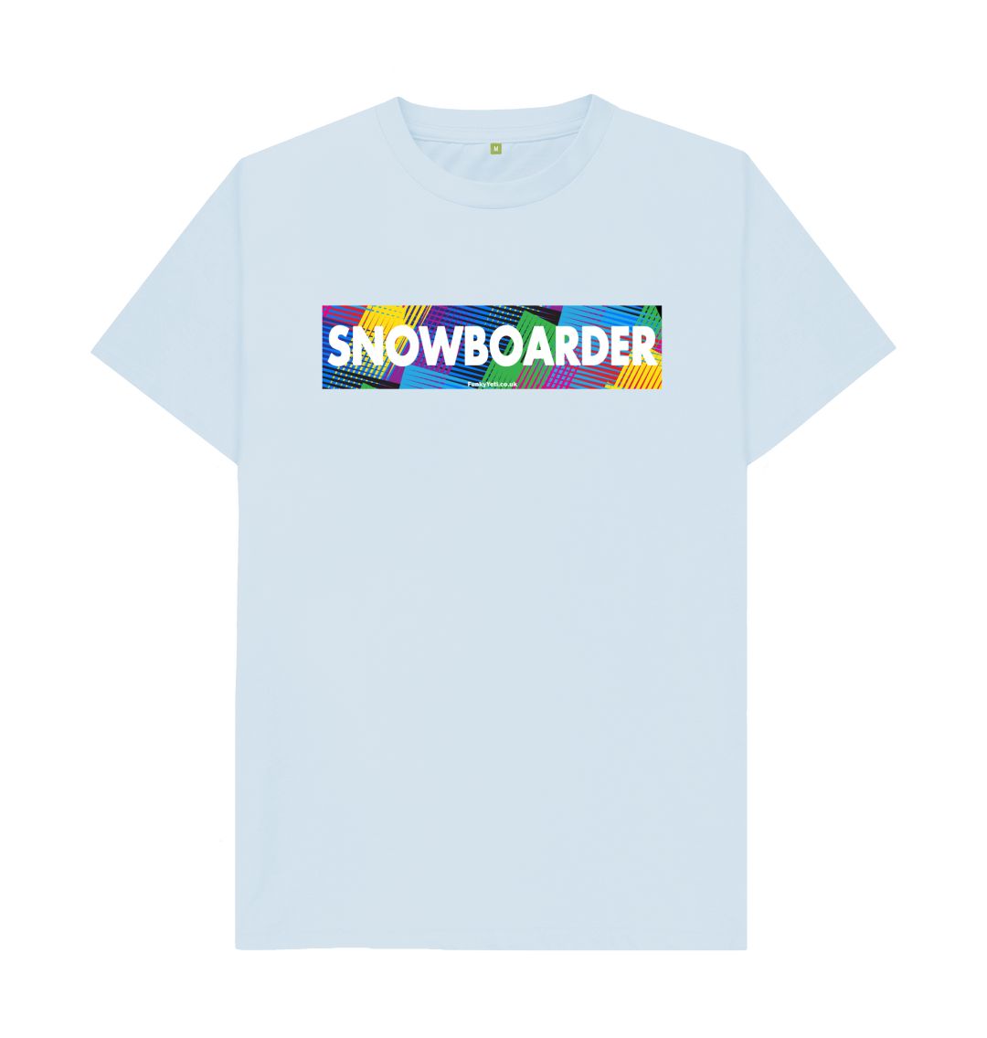 Sky Blue Men's Snowboarder Censor Bar Organic Tee - Retro Geo