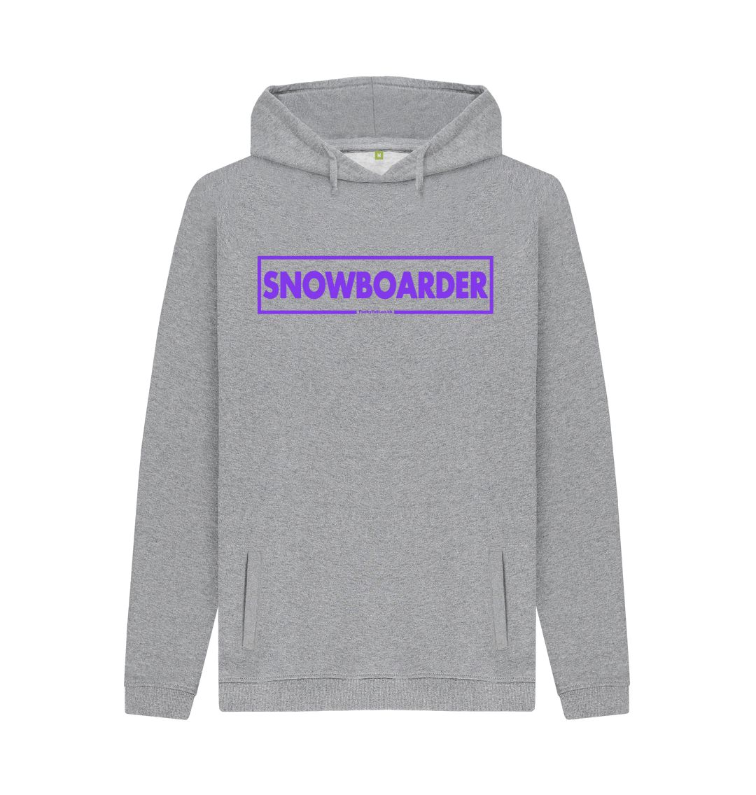 Light Heather Men's Snowboarder Censor Bar Organic Pullover Hoodie - Purple Outline