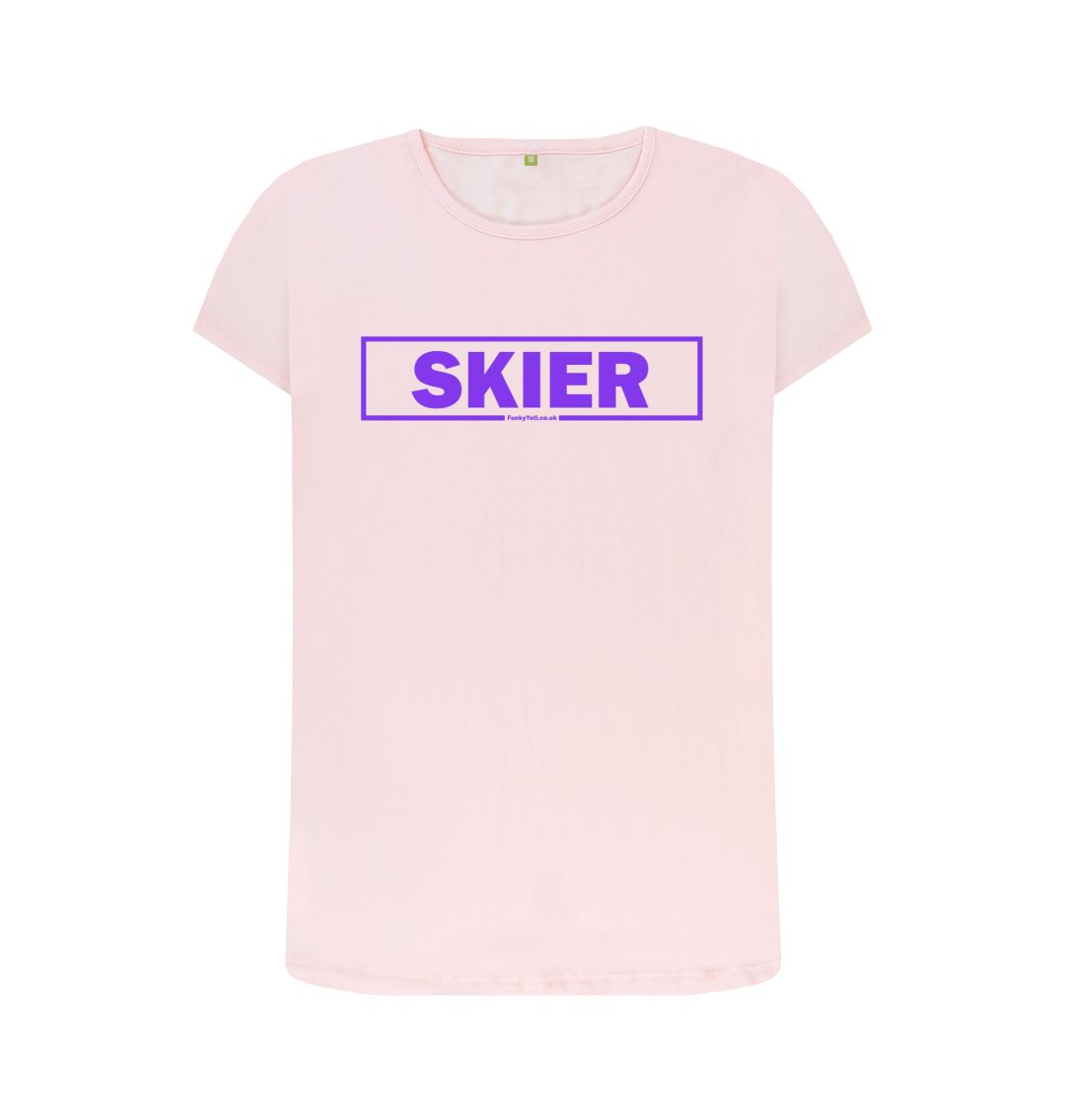 Pink Women's Skier Censor Bar Organic Tee - Purple Outline