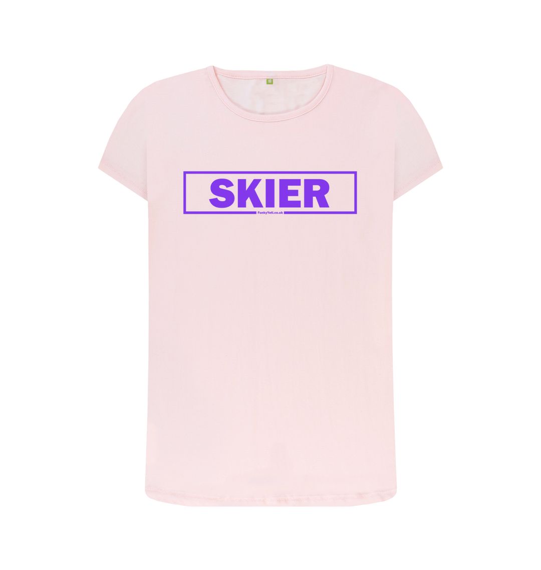 Pink Women's Skier Censor Bar Organic Tee - Purple Outline