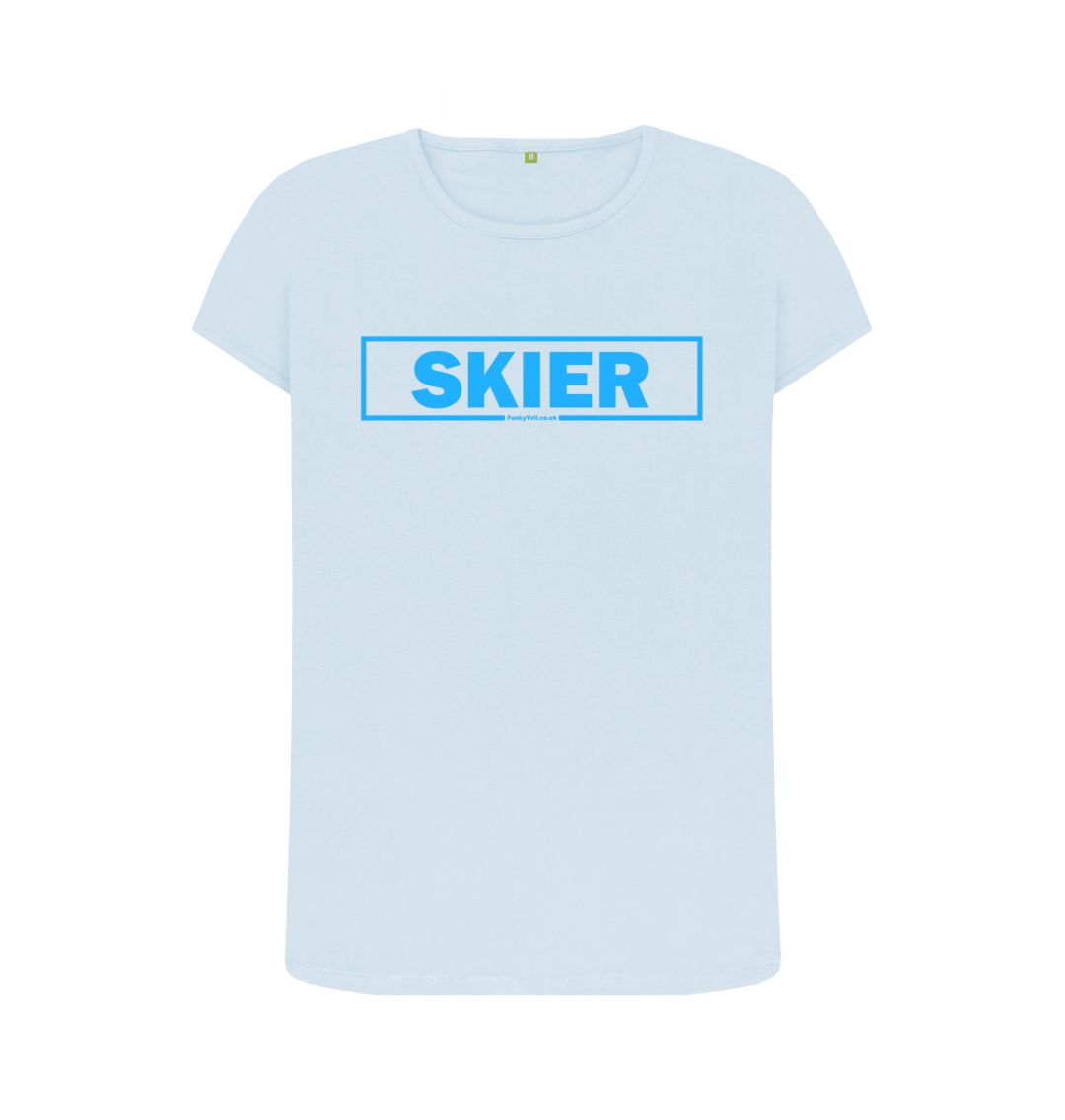 Sky Blue Women's Skier Censor Bar Organic Tee - blue outline