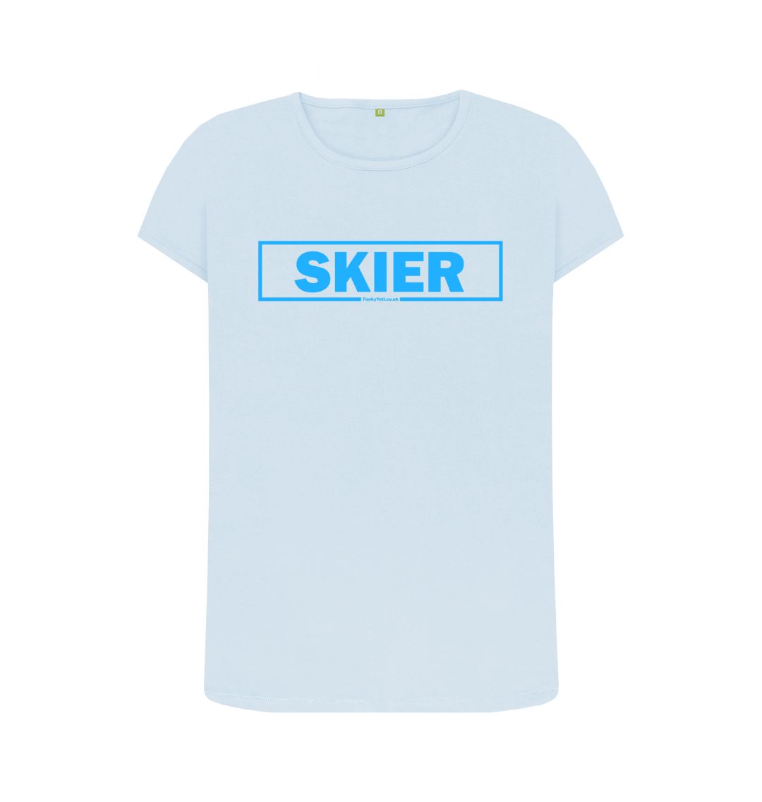 Sky Blue Women's Skier Censor Bar Organic Tee - blue outline
