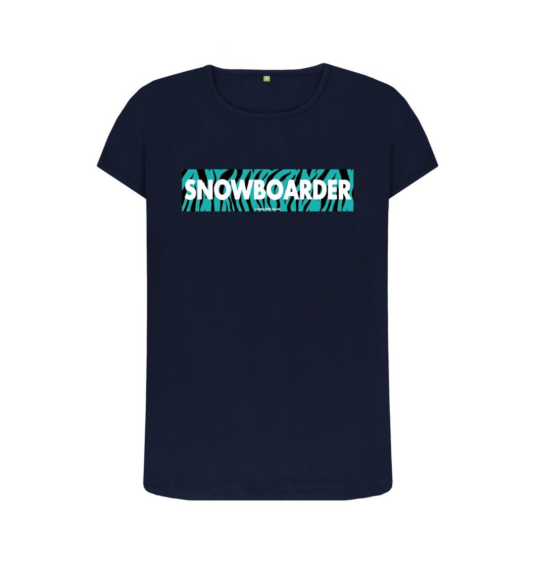 Navy Blue Women's Snowboarder Censor Bar Organic Tee - Tiger Tealicious