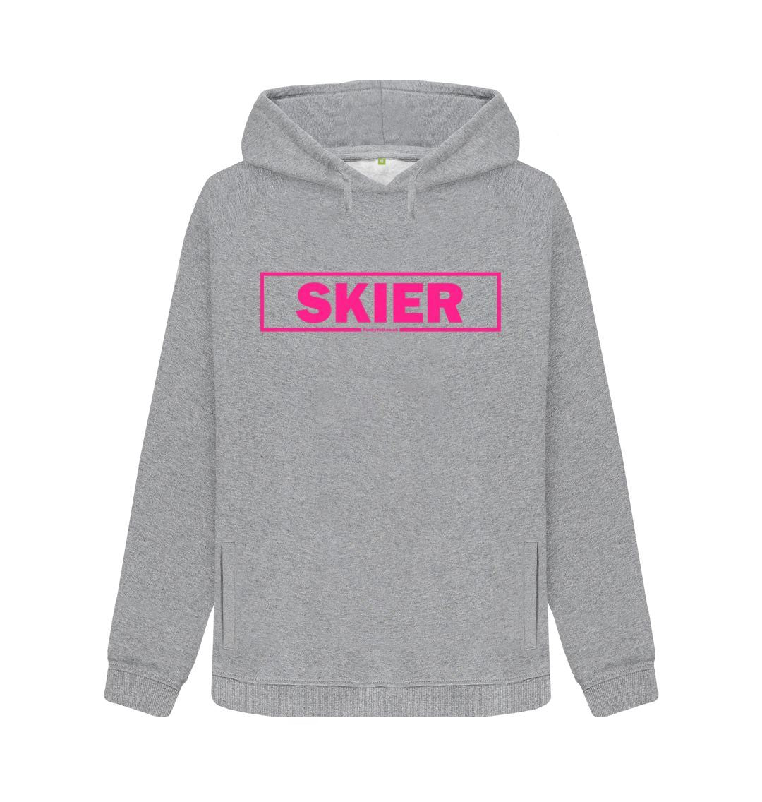 Light Heather Women's Skier Censor Bar Organic Pullover Hoodie - pink outline