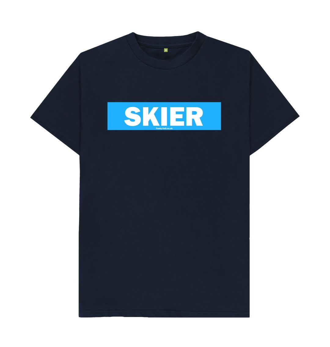 Navy Blue Men's Skier Censor Bar Organic Tee - Blue
