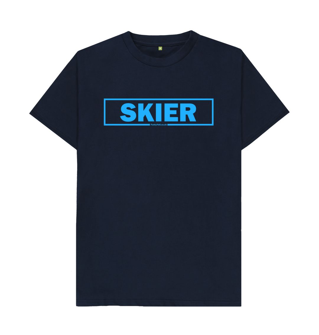 Navy Blue Men's Skier Censor Bar Organic Tee - Blue Outline