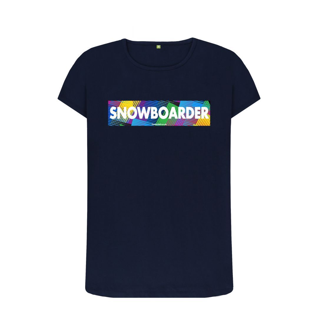 Navy Blue Women's Snowboarder Censor Bar Organic Tee - Retro Geo