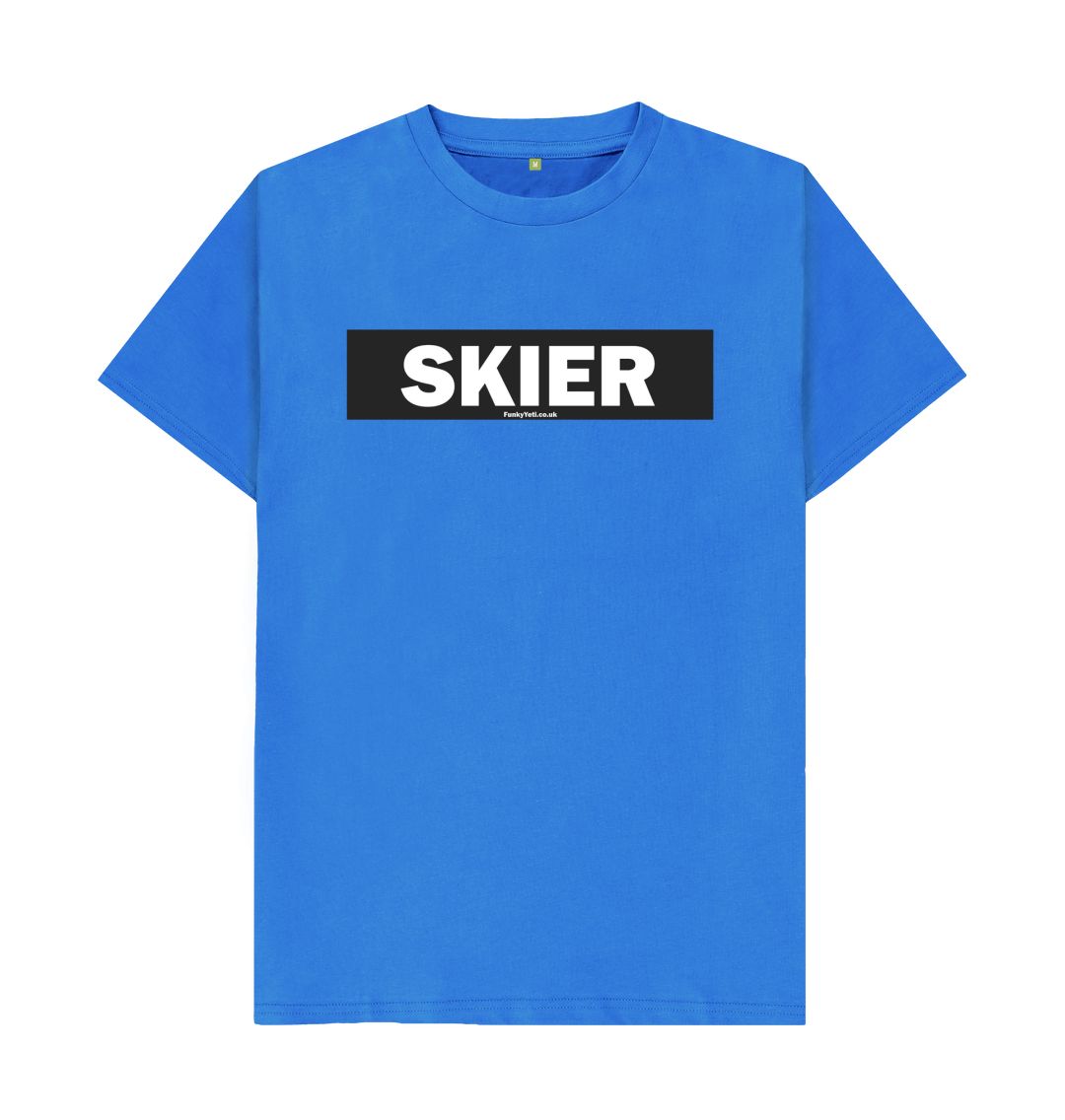 Bright Blue Men's Skier Censor Bar Organic Tee