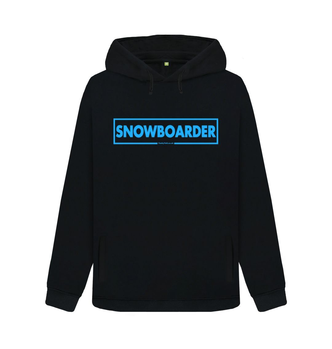 Black Women's Snowboarder Censor Bar Organic Pullover Hoodie - Blue Outline