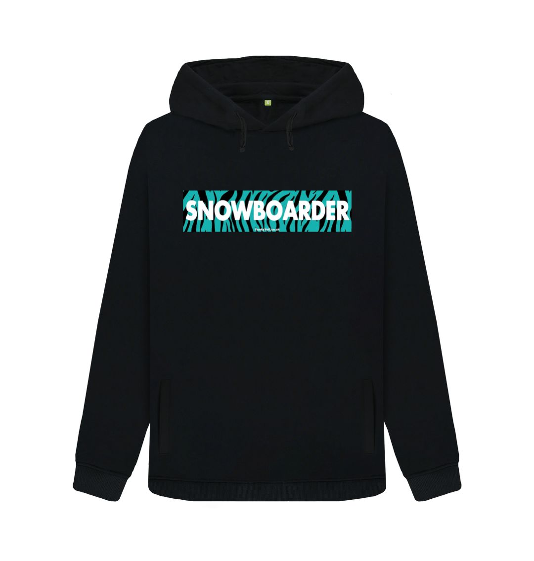Black Women's Snowboarder Censor Bar Organic Pullover Hoodie - Tiger Tealicious