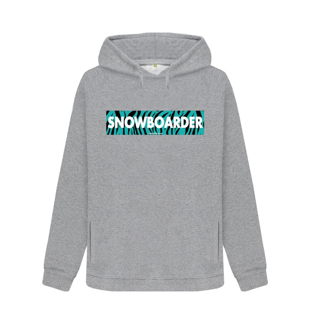 Light Heather Women's Snowboarder Censor Bar Organic Pullover Hoodie - Tiger Tealicious