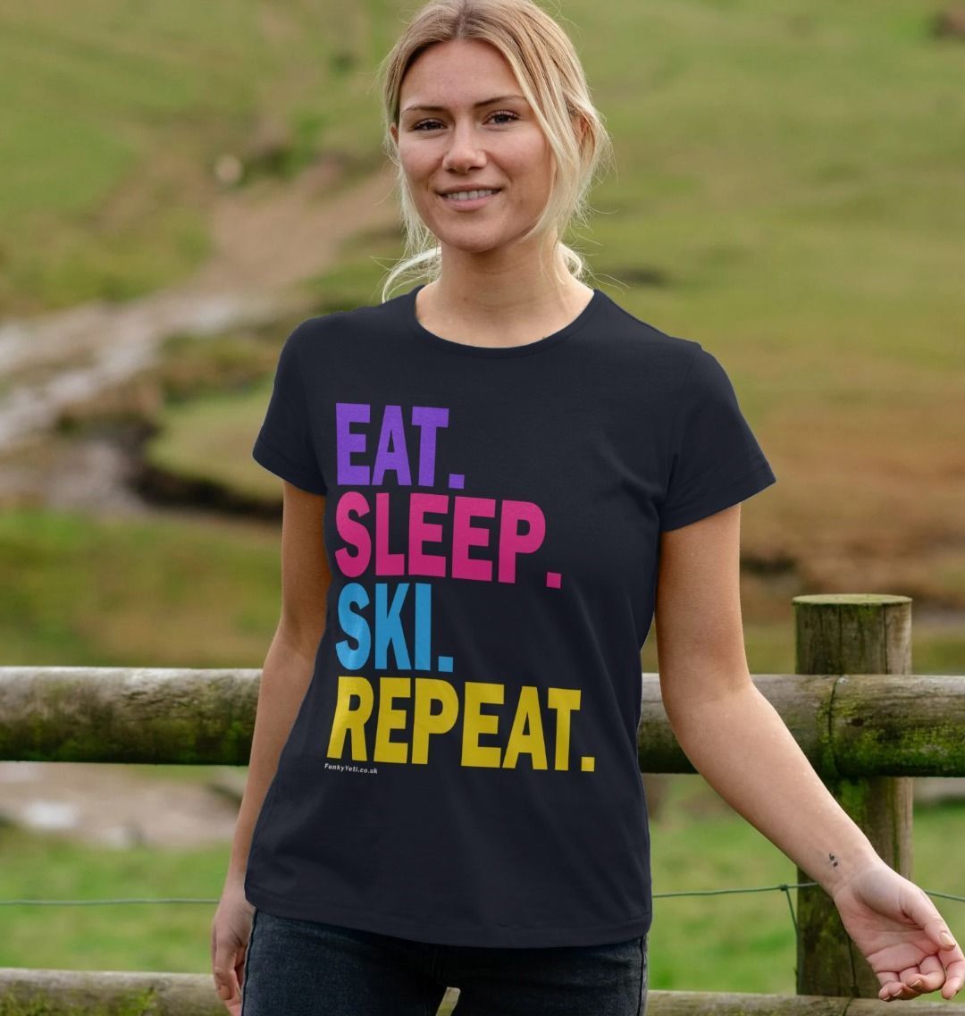 Women's Eat Sleep Ski Repeat Organic Tee
