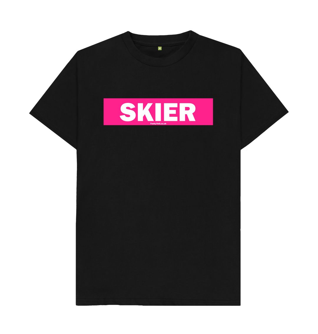 Black Men's Skier Censor Bar Organic Tee - Pink