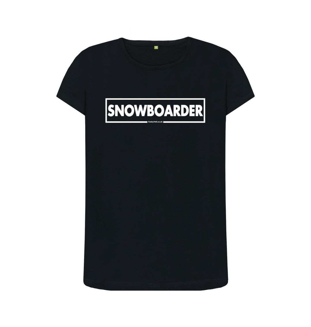 Black Women's Snowboarder Censor Bar Organic Tee - White Outline