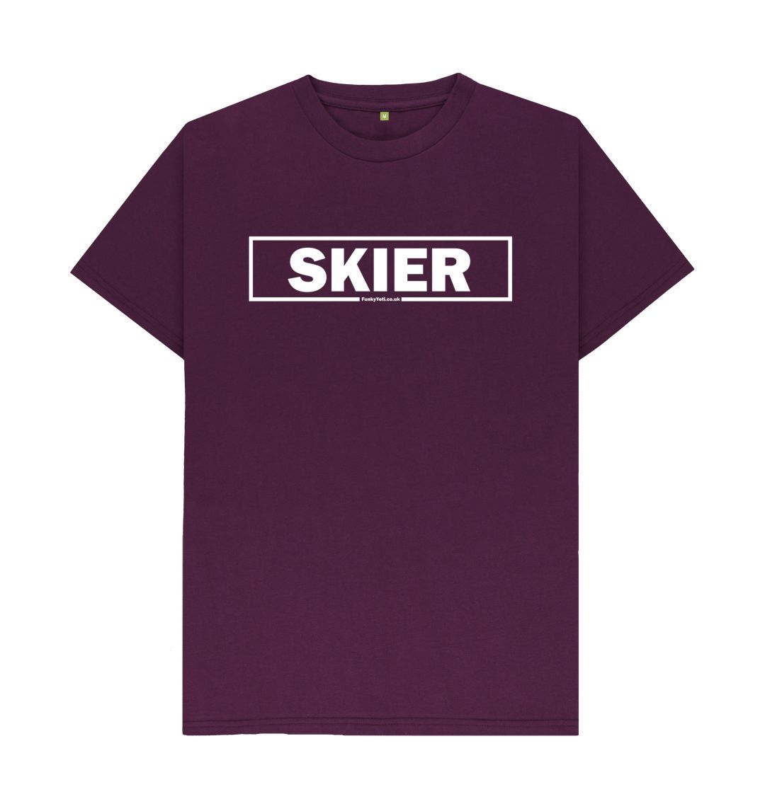 Purple Men's Skier Censor Bar Organic Tee - White Outline