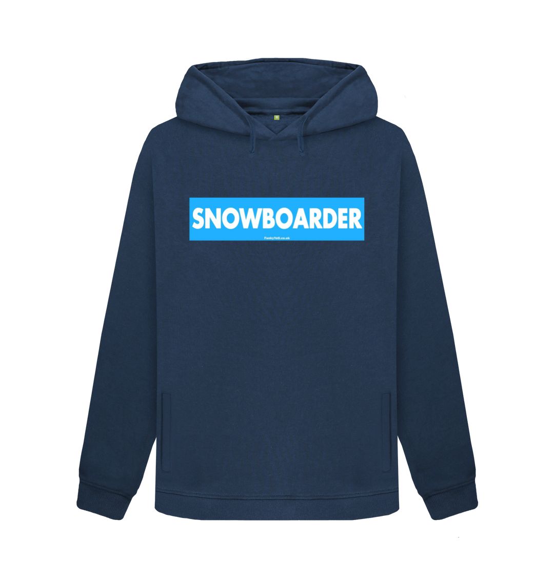Navy Blue Women's Snowboarder Censor Bar Organic Pullover Hoodie - Blue