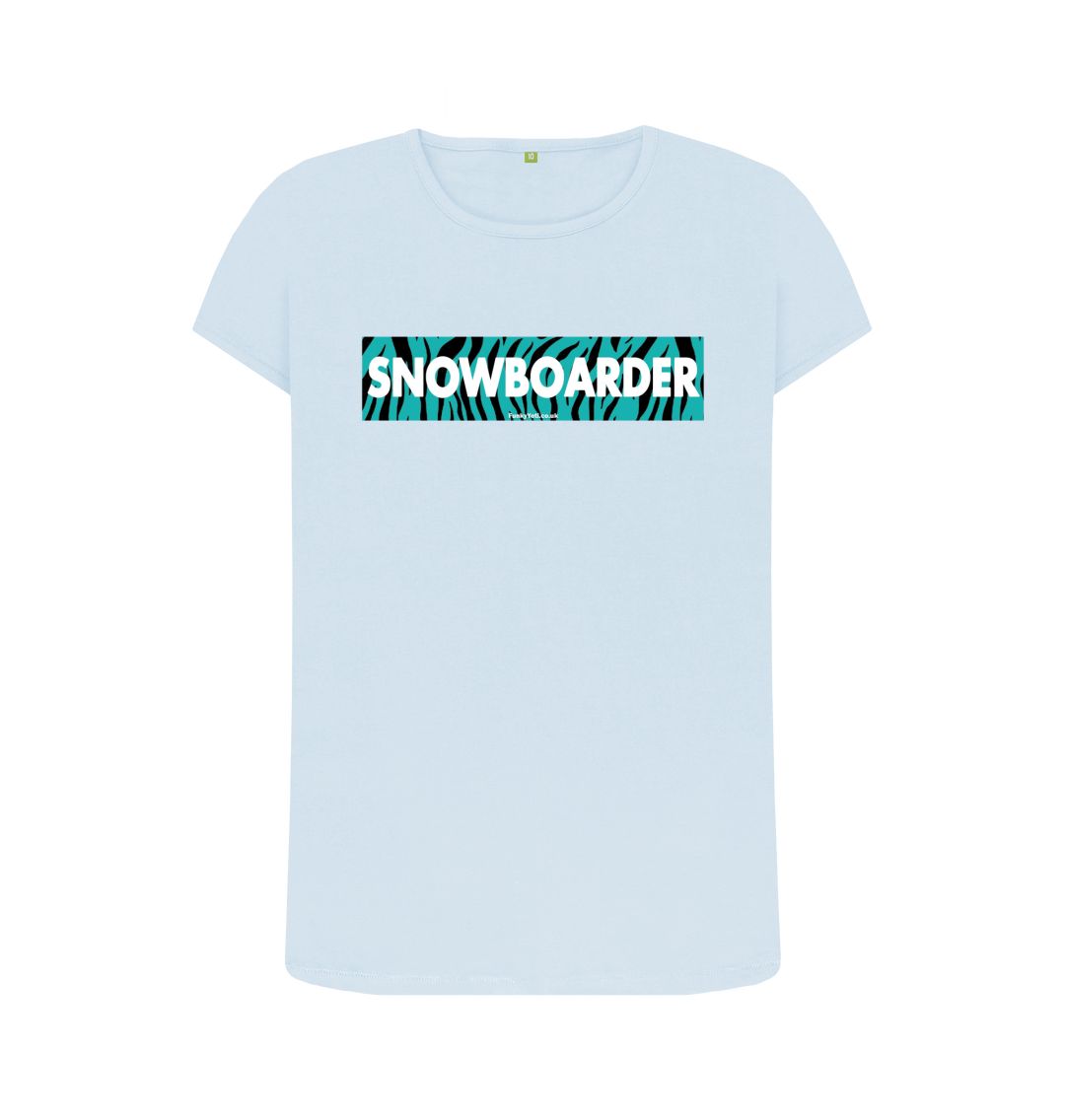 Sky Blue Women's Snowboarder Censor Bar Organic Tee - Tiger Tealicious