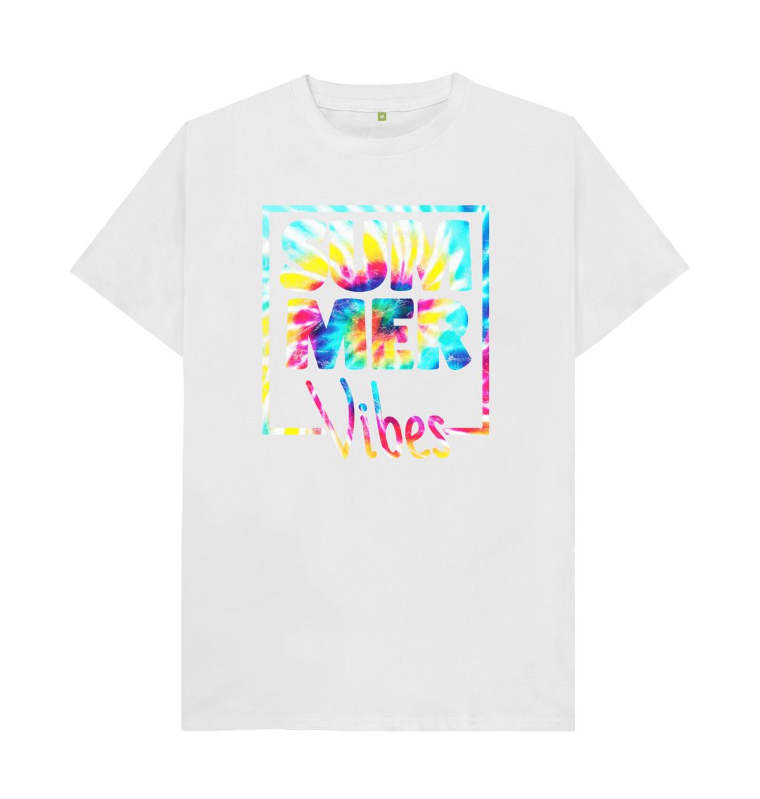 White Men's Summer Vibes Organic Tee