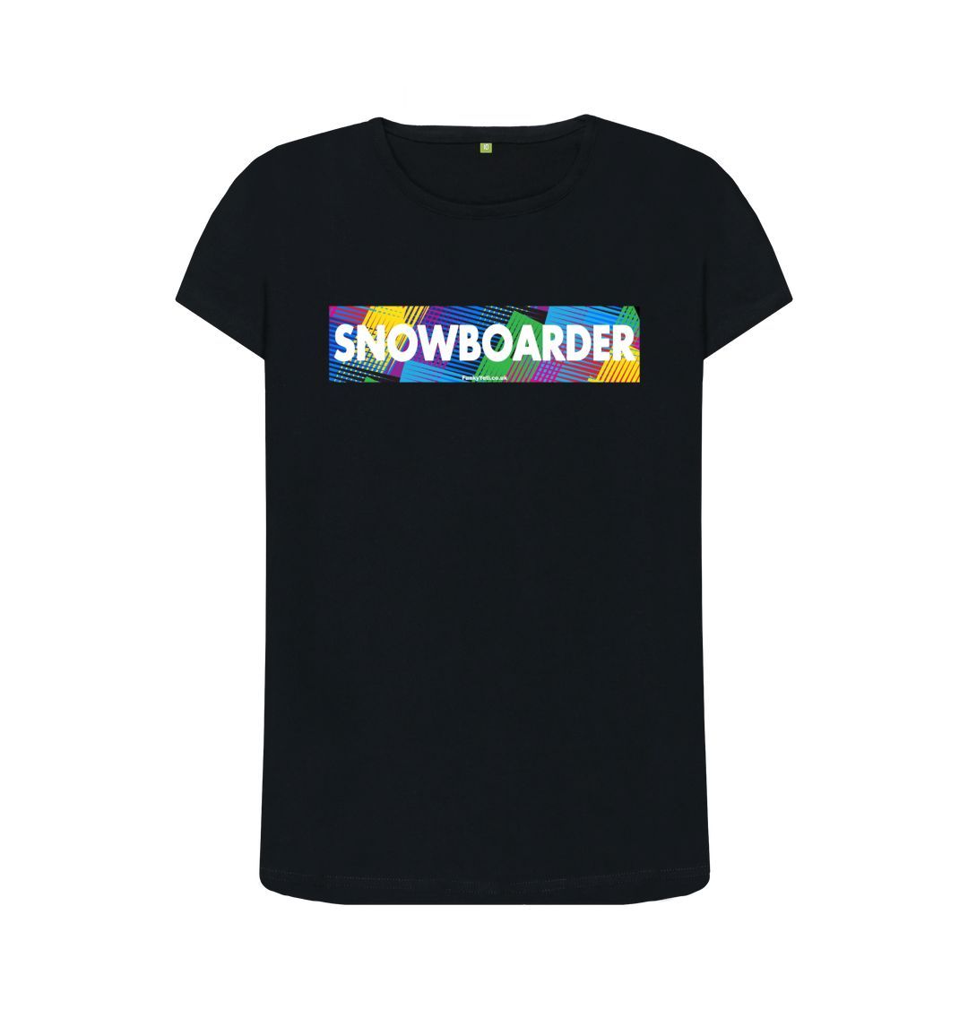 Black Women's Snowboarder Censor Bar Organic Tee - Retro Geo