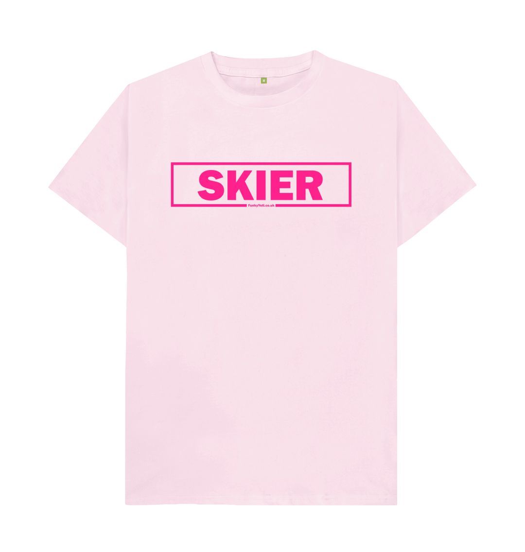 Pink Men's Skier Censor Bar Organic Tee - Pink Outline