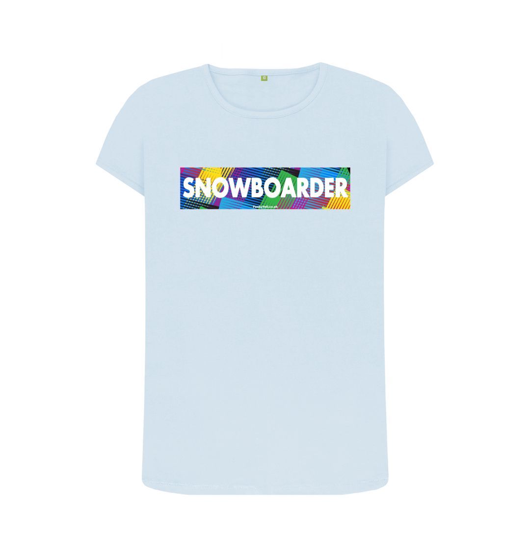 Sky Blue Women's Snowboarder Censor Bar Organic Tee - Retro Geo