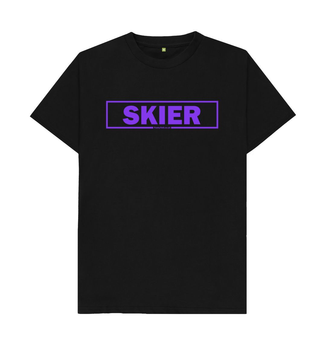 Black Men's Skier Censor Bar Organic Tee - Purple Outline