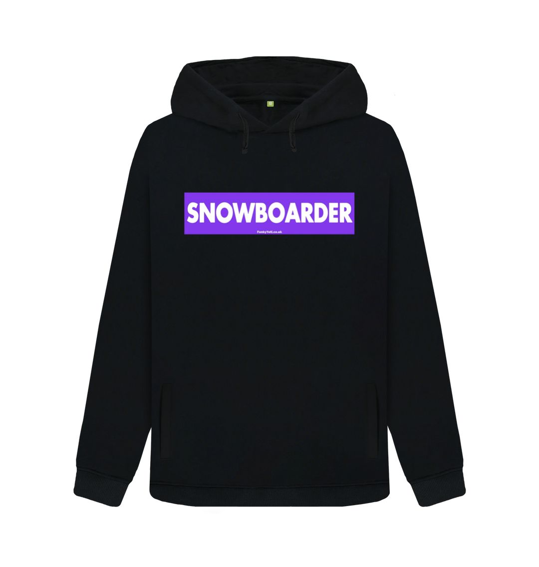 Black Women's Snowboarder Censor Bar Organic Pullover Hoodie - Purple