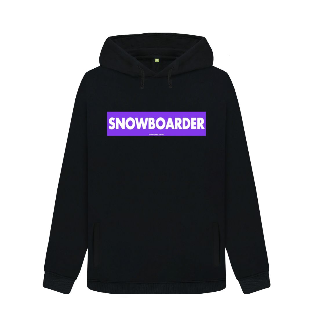 Black Women's Snowboarder Censor Bar Organic Pullover Hoodie - Purple