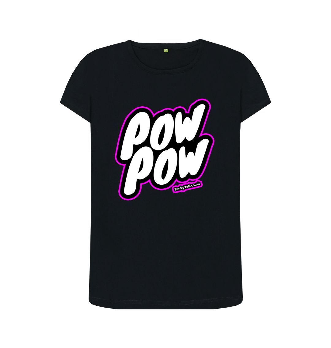 Black Women's Pow Pow Organic Tee - Hot Pink