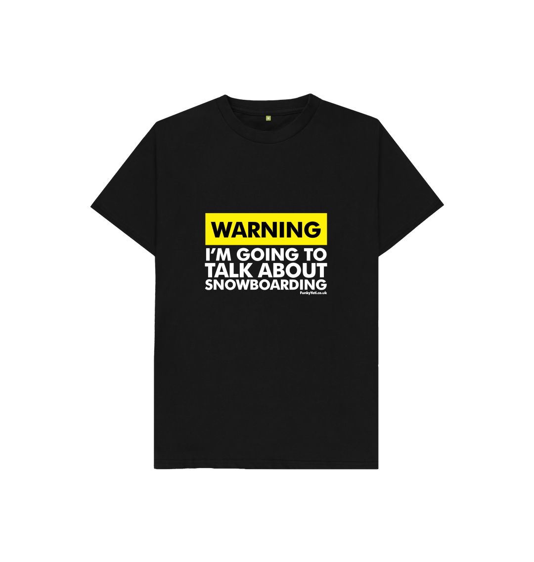 Black Funky Yeti Kids Tee - Warning, Snowboarder!