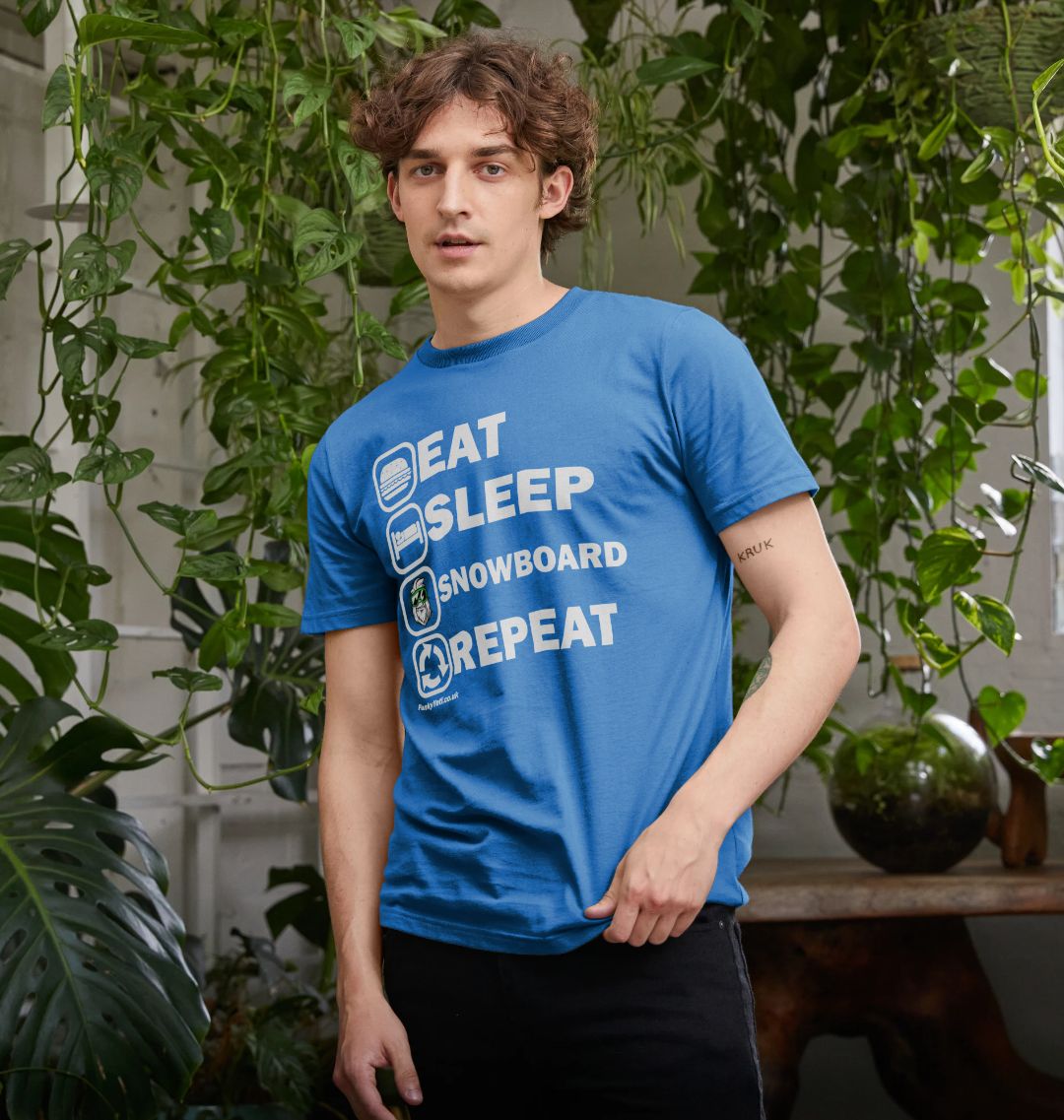 Men's Eat Sleep Snowboard Repeat Organic Tee