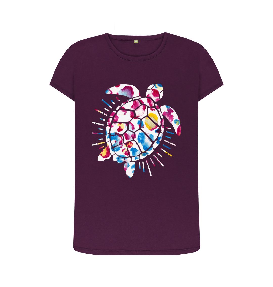 Purple Women's Blotchy Turtle Organic Tee