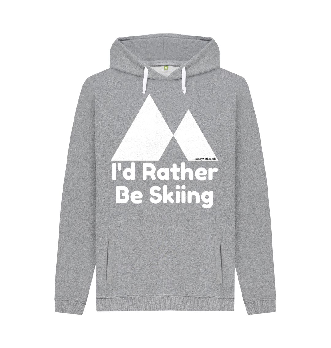 Light Heather Funky Yeti Men's Pullover Hoodie - I'd Rather Be Skiing