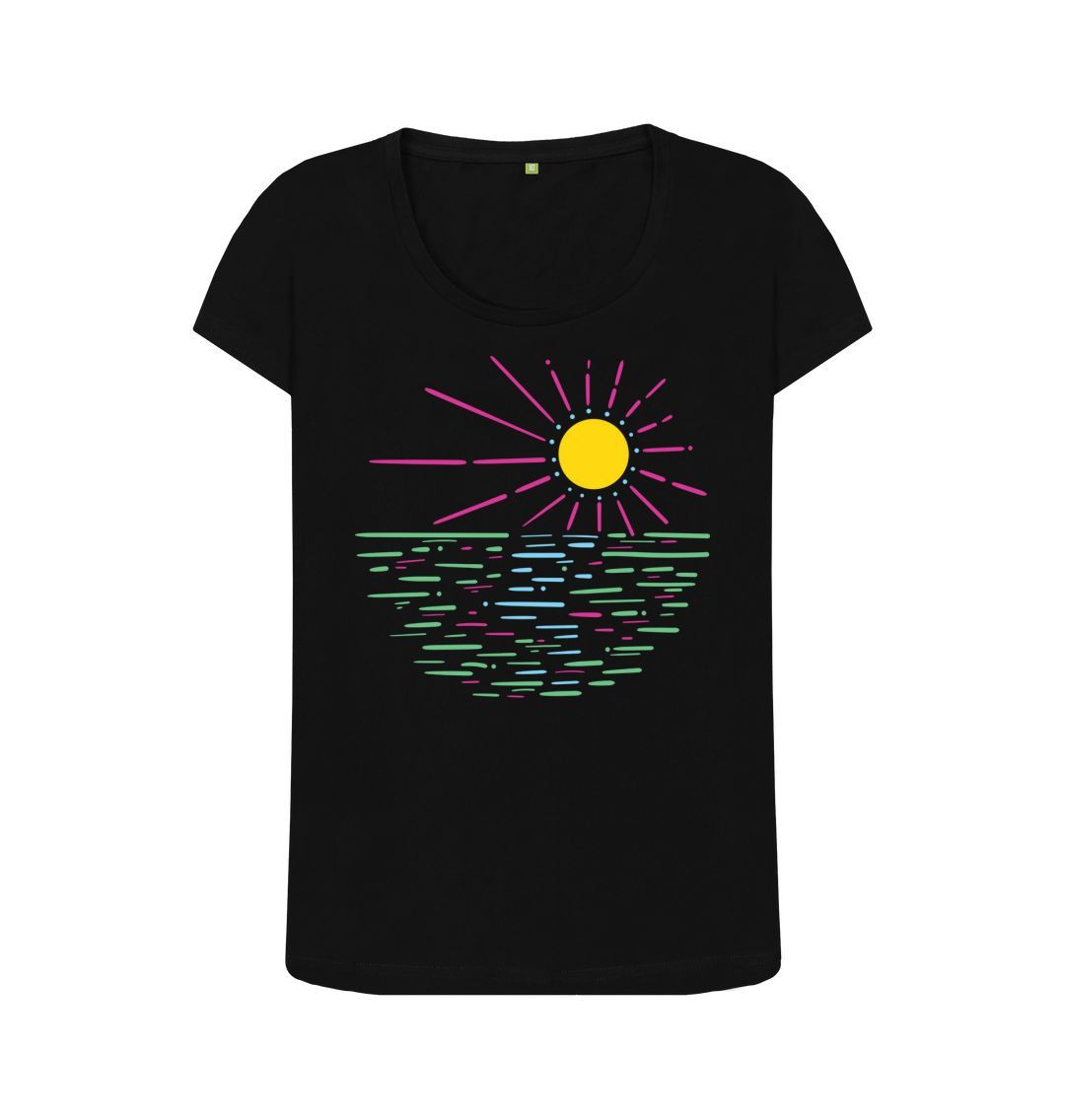 Black Women's Sunbeam Organic Scoop Neck Tee