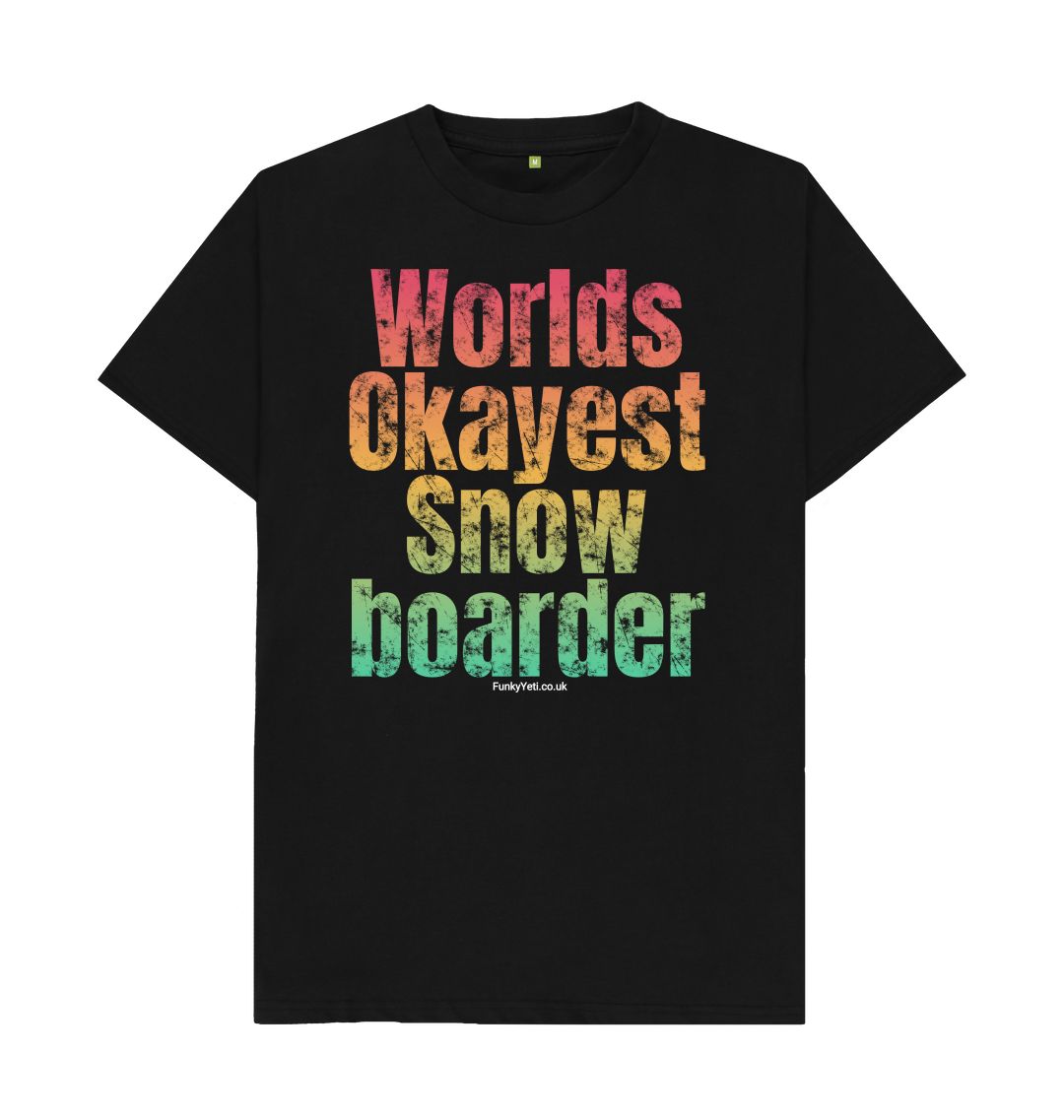 Black Funky Yeti Men's Tee - Worlds Okayest Snowboarder