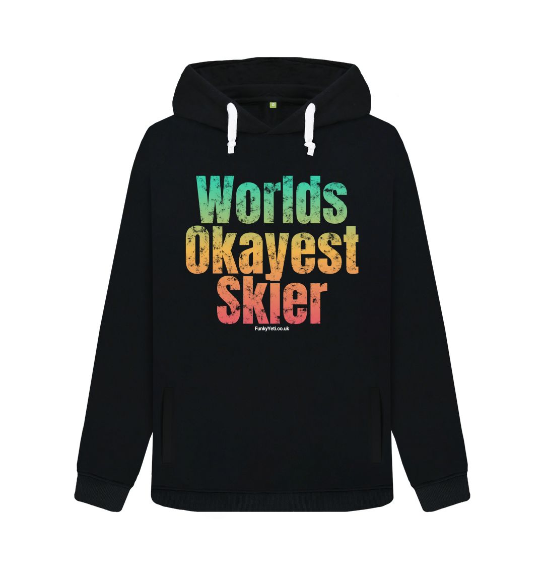 Black Funky Yeti Women's Pullover Hoodie - Worlds Okayest Skier