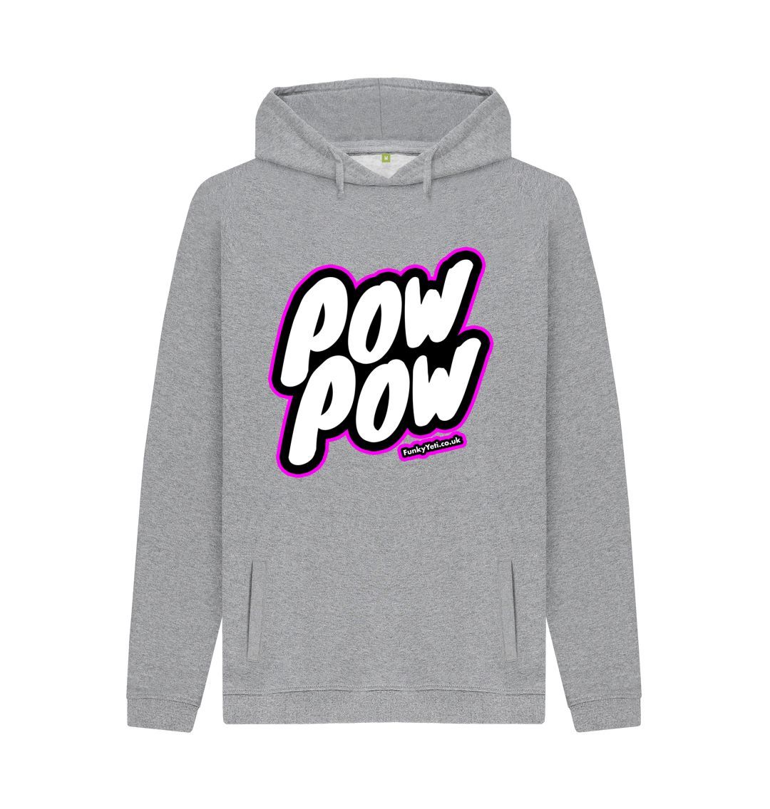 Light Heather Men's Pow Pow Organic Pullover Hoodie - Hot Pink