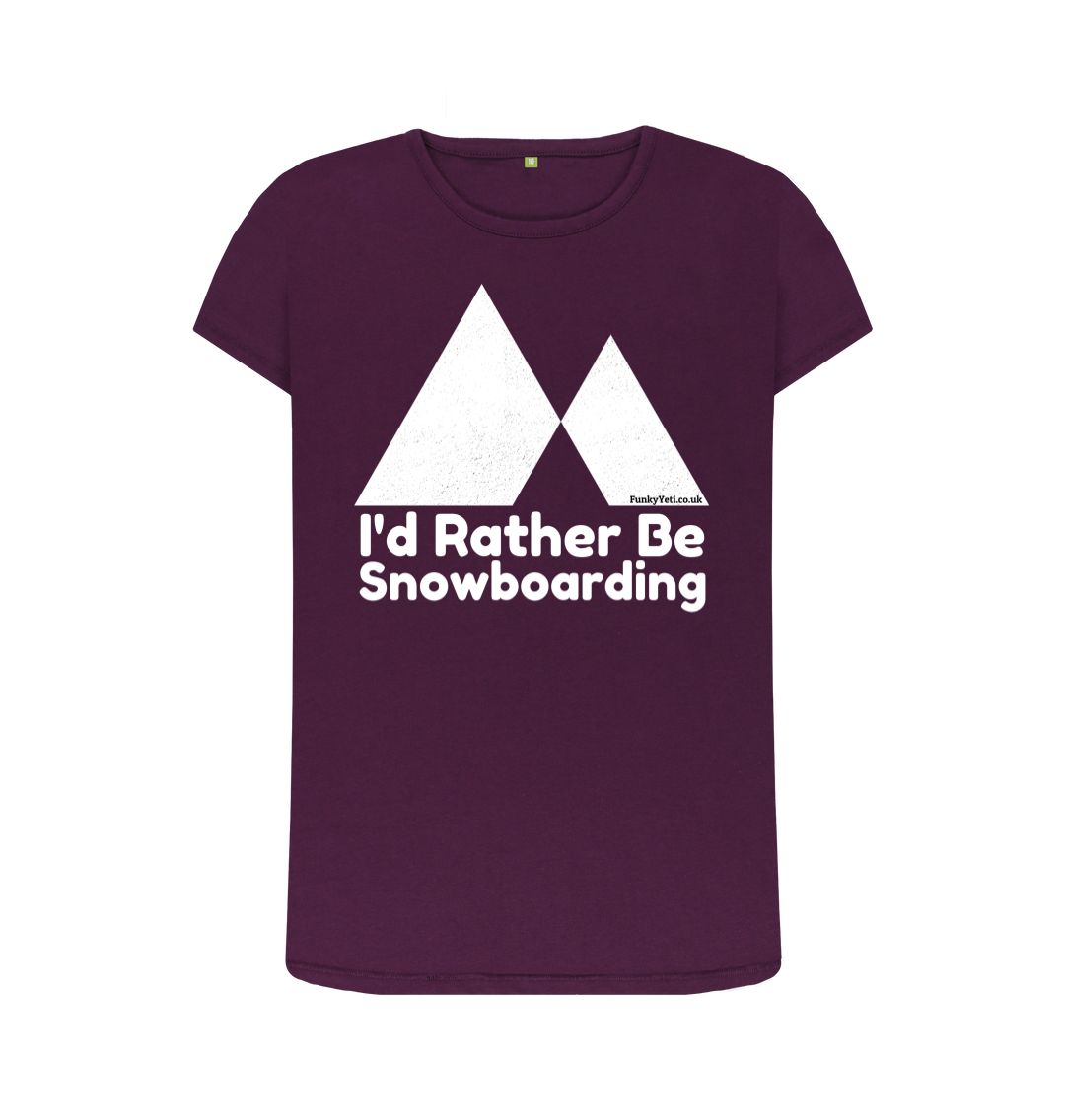 Purple Funky Yeti Women's Tee - I'd Rather Be Snowboarding