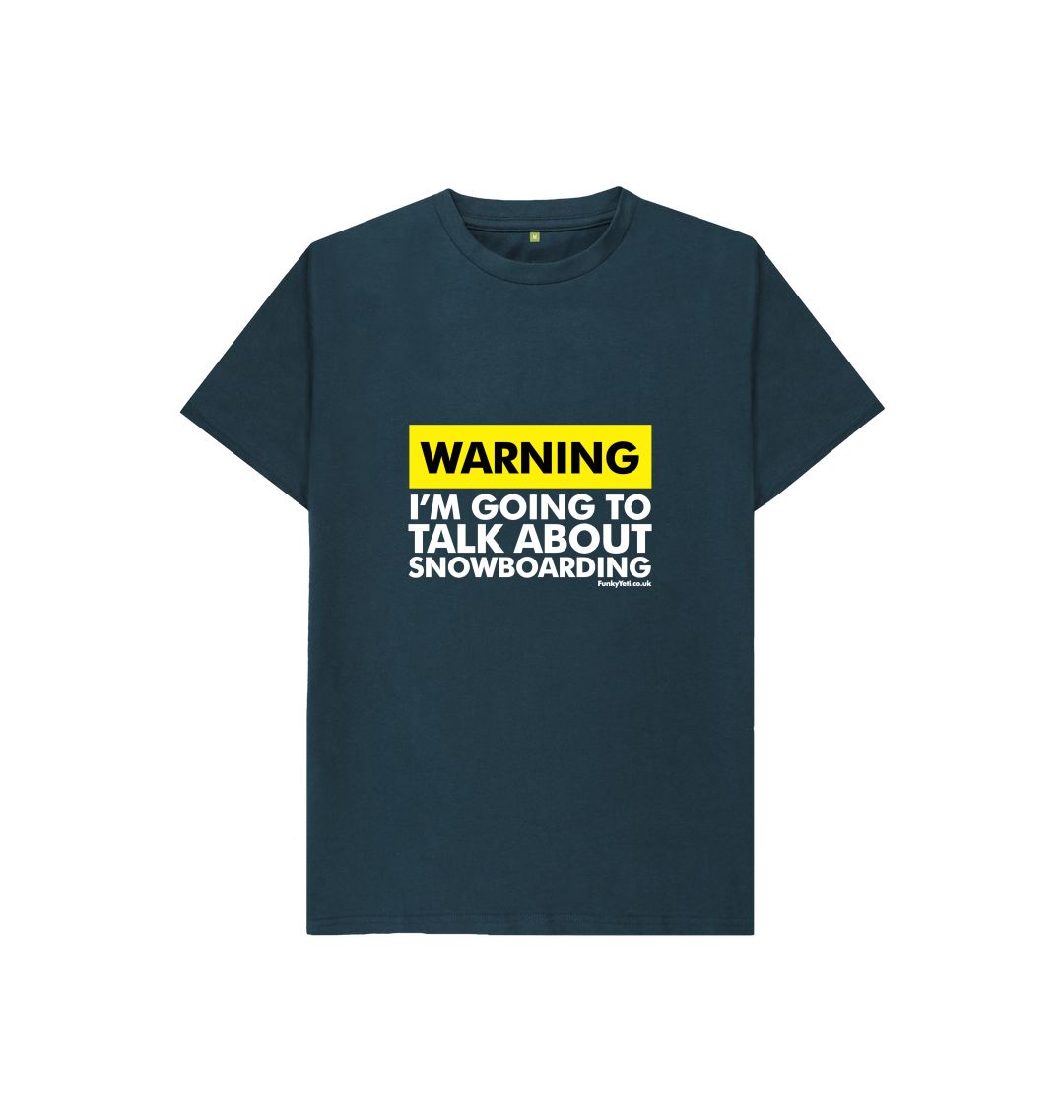 Denim Blue Funky Yeti Kids Tee - Warning, Snowboarder!
