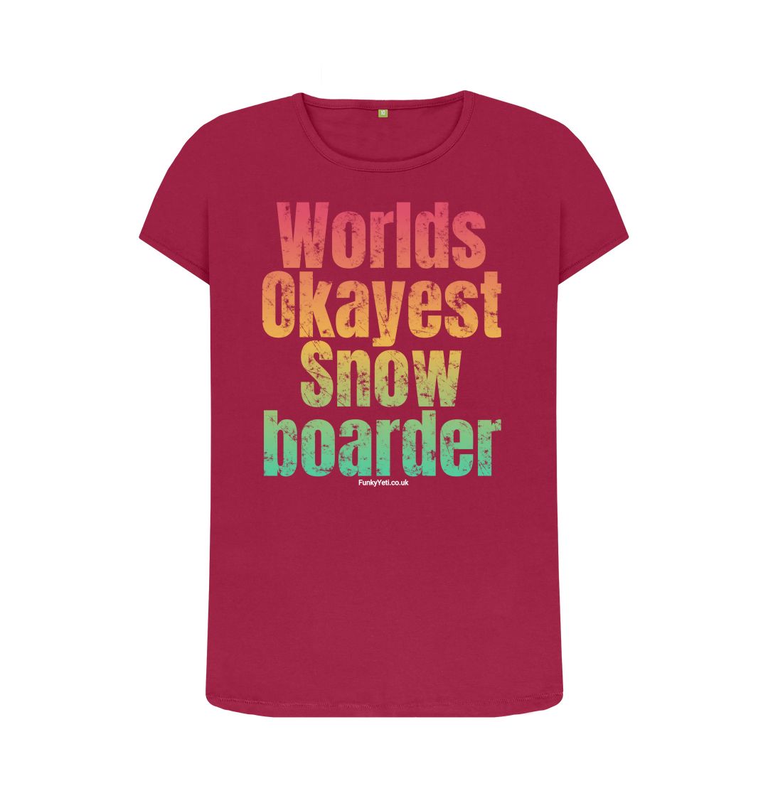 Cherry Funky Yeti Women's Tee - Worlds Okayest Snowboarder